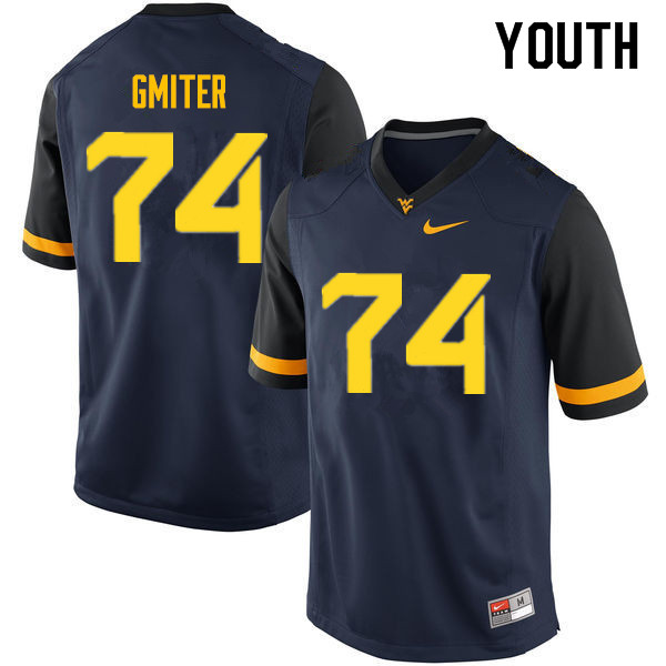 NCAA Youth James Gmiter West Virginia Mountaineers Navy #74 Nike Stitched Football College Authentic Jersey ZF23R34DL